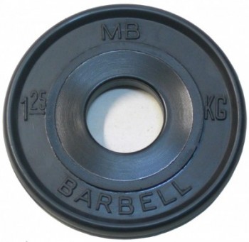 диск MB Barbell Евро-Классик обрезиненный черный 1,25кг