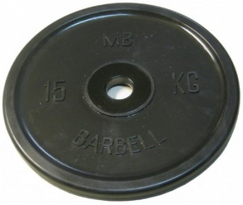 диск MB Barbell Евро-Классик обрезиненный черный 15кг