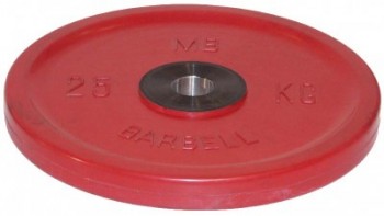 диск MB Barbell Евро-Классик обрезиненный красный 25кг